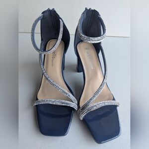 Daniel Wellington Navy and Silver Strappy Heels